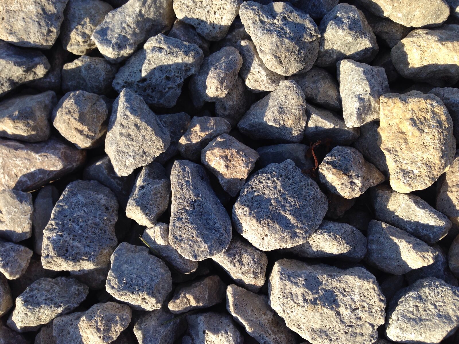 Close-up of clean crushed drainage stone